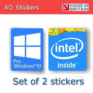 Intel Inside Logo - Set of 2 windows 10 pro + intel inside logo vinyl label sticker for ...