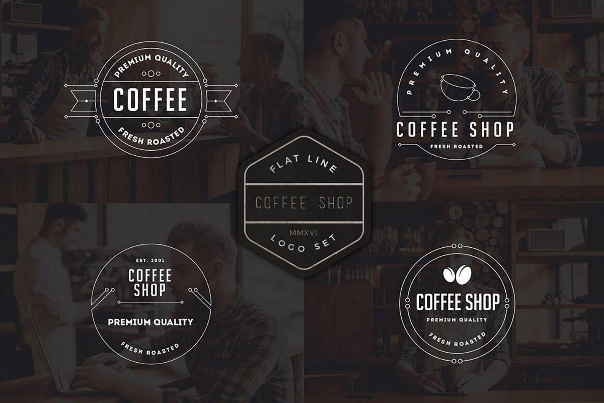 Coffee Shop Logo - 10 Coffee Shop Flat Line Logo