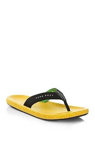 Yellow and Green Logo - Sandals Yellow Green Boss Mens Toe Separator With Logo Straps