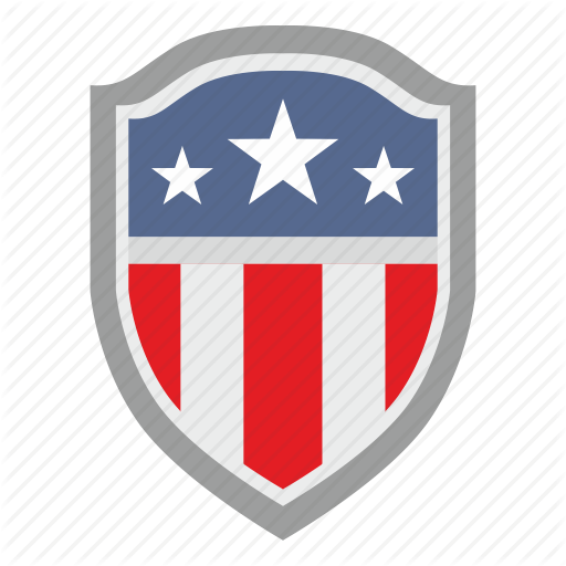 White with Red Shield Logo - Flag, red, shield, stripes, usa, white icon