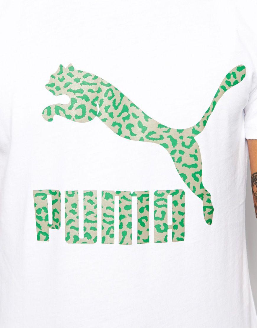 Green Leopard Logo - PUMA Tshirt with Leopard Logo in White for Men
