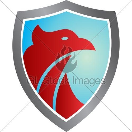 Eagle Red Shield Logo - Red Eagle On Blue Shield · GL Stock Image