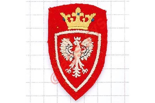 Eagle Red Shield Logo - Polish 15th Infantry Division WW2 cloth formation sign. Red shield