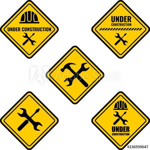 Under Construction Logo - Warning sign under construction. Logo concept. Conceptual image of ...