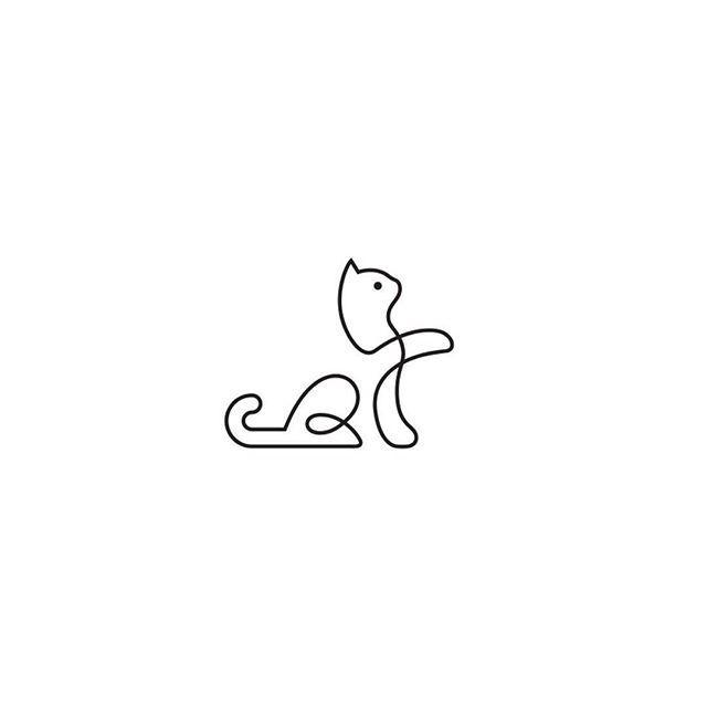 Small Cat Logo - More #cat logos ➡ click the link in our bio - Black Line Cat by ...
