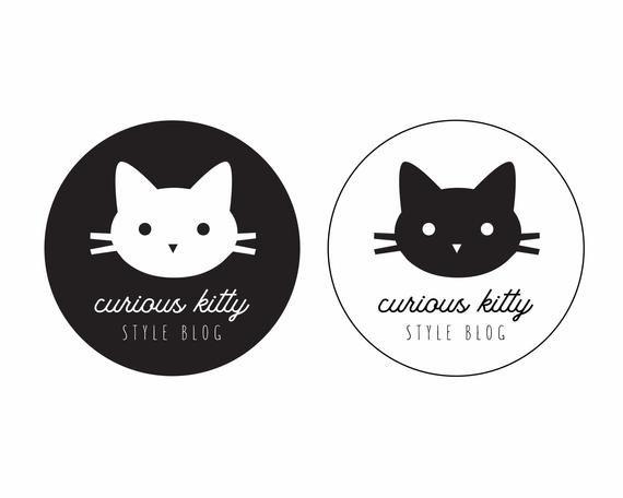 Small Cat Logo - PREMADE DIGITAL LOGO: Modern Minimalist Cat Logos Pet Shop