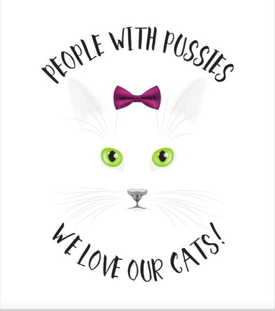 Small Cat Logo - People With Pussies Ladies White Cat Logo T Shirt Limited Ed. Retail
