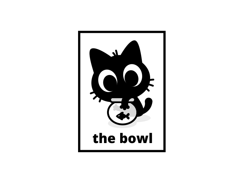 Small Cat Logo - GIF The Bowl Logo Design