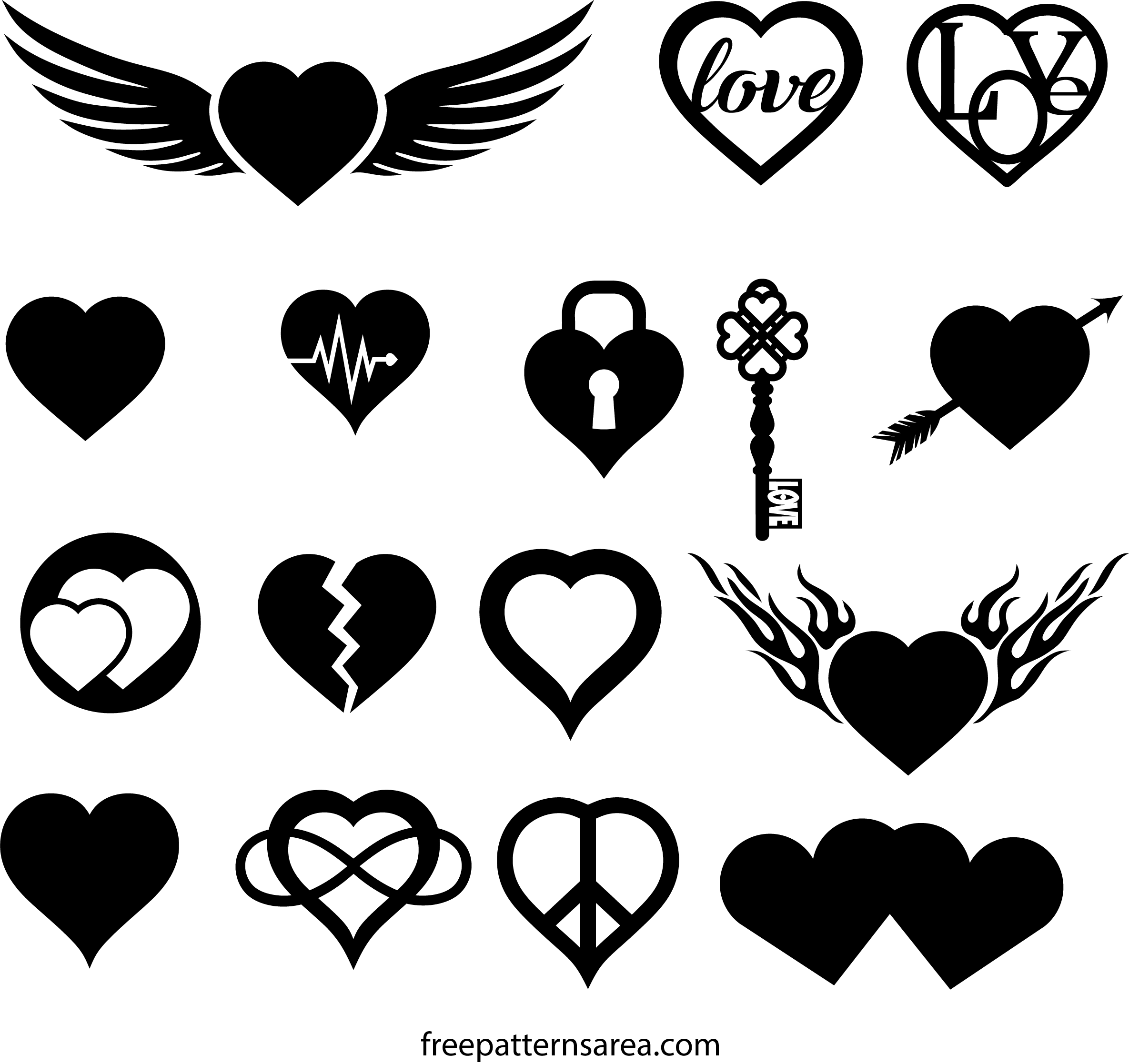 All Heart Logo - Free Love Heart Symbol Vectors | FreePatternsArea