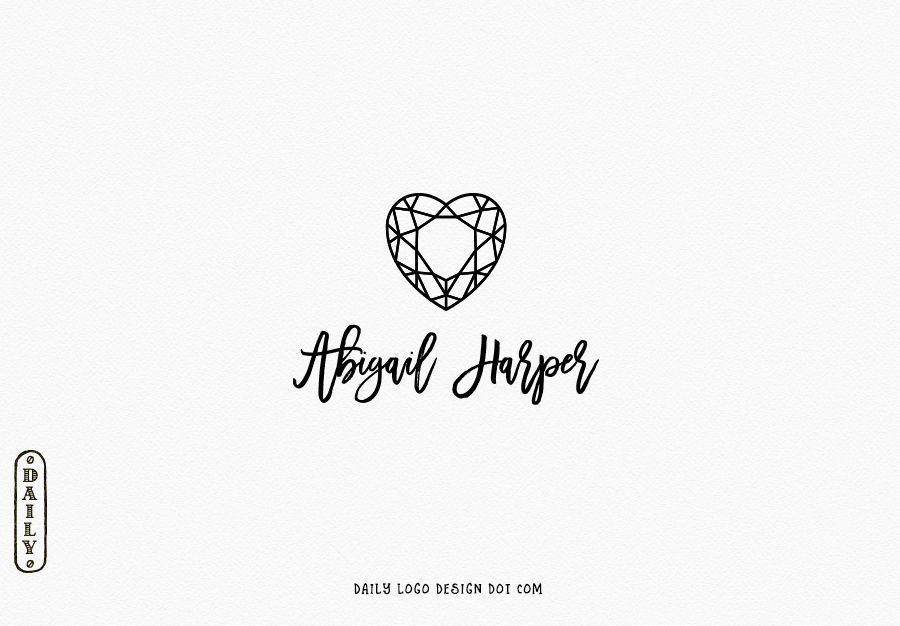 All Heart Logo - Vintage Style Geometric Heart Logo Design by Daily Logo Design, The ...