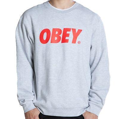 OBEY Clothing Logo - Obey Clothing Sweater OBEY FONT LOGO Grey Red Obey Clothing