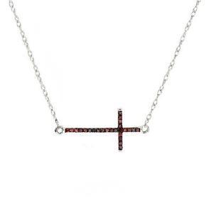 White Cross in Red Diamond Logo - Red Diamond Cross Necklace .05ct 10K White Gold Sideways Cross 18 ...