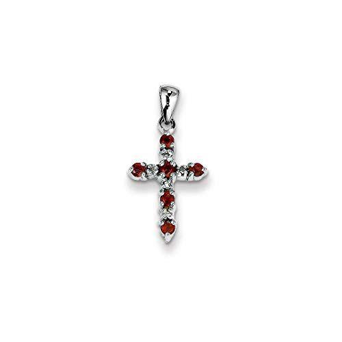 White Cross in Red Diamond Logo - Amazon.com: 14k White Gold Red Garnet Diamond Cross Religious ...