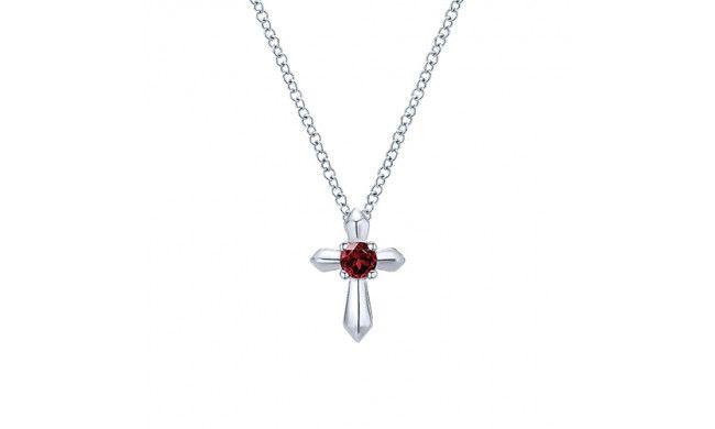 White Cross in Red Diamond Logo - Gabriel & Co. 925 Silver Secret Garden Red Diamond Cross Necklace ...