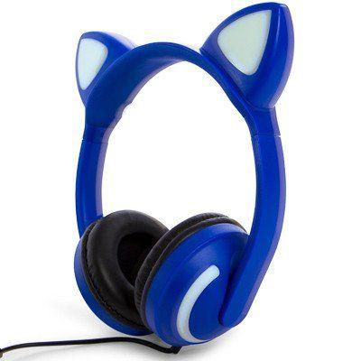 Blue Cat with Headphones Logo - meow! LED light-up cat ear headphones - AD HOLD 2018 | Five Below