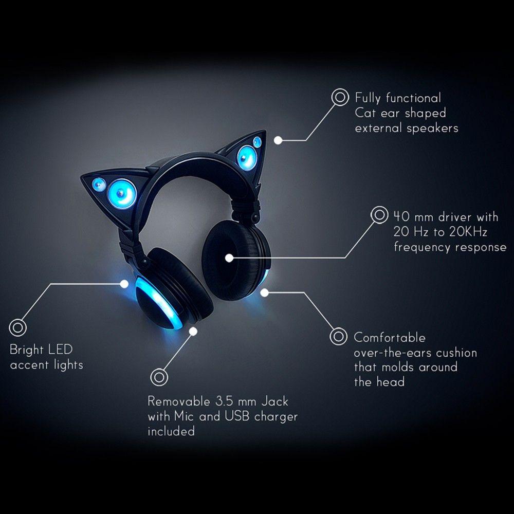 Blue Cat with Headphones Logo - Oregon Scientific | AxentWear x Brookstone Cat Ear Headphones - Blue ...