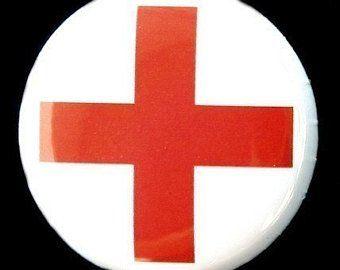 Red Cross Button Logo - Red cross button | Etsy