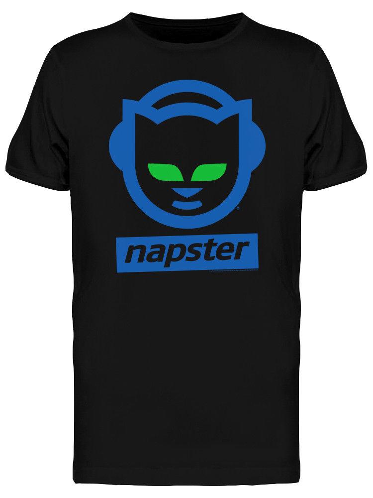 Blue Cat with Headphones Logo - Napster Cat Headphones Logo Men'S Black T Shirt It T Shirt The T ...