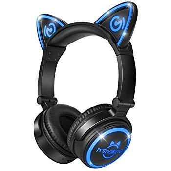 Blue Cat with Headphones Logo - Brookstone Wired Purple Cat Ear Headphones with External