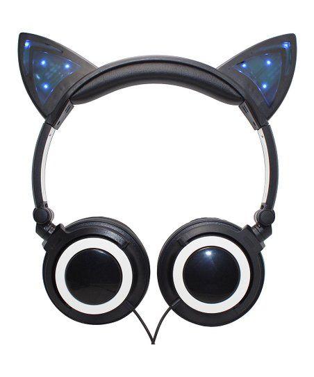 Blue Cat with Headphones Logo - Gabba Goods Black & Blue Cat Ear Light-Up Headphones | zulily