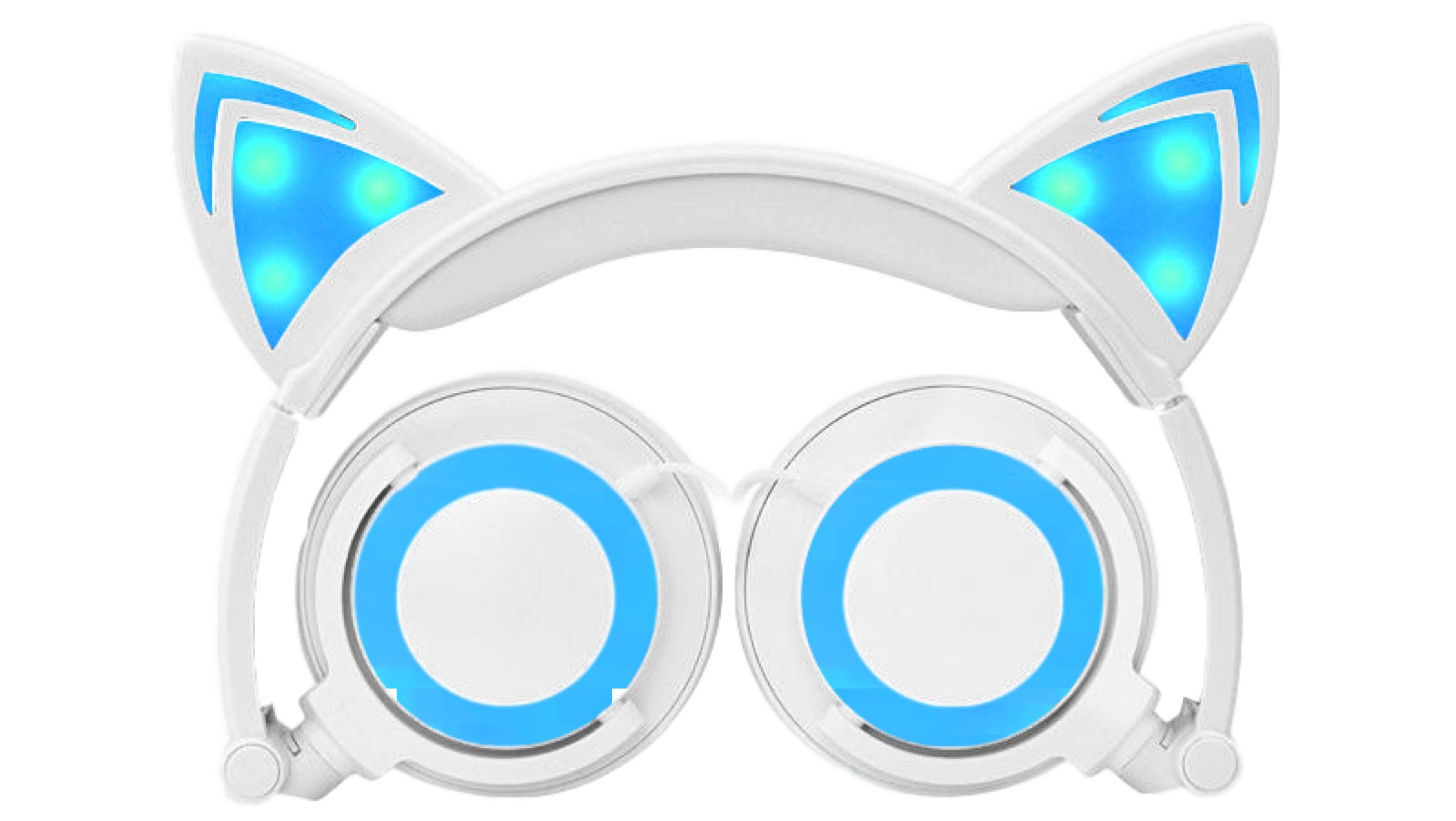 Blue Cat with Headphones Logo - www.nzsale.co.nz — Jamsonic On Ear Light Up LED Cat Headphones First ...