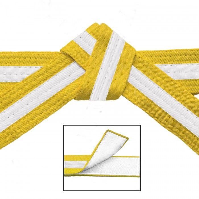 White Stripes with Yellow Logo - VELCRO BELTS WITH WHITE STRIPE