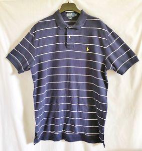 Striped White and Blue and Yellow Logo - Polo Ralph Lauren Mens Shirt XL Short Sleeves Blue White Stripes ...