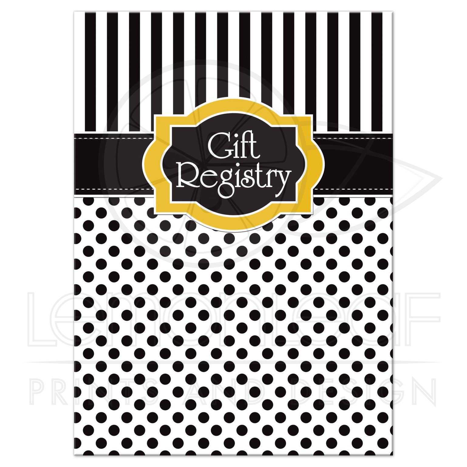 White Stripes with Yellow Logo - Black, White and Yellow Polka Dots and Striped Gift Registry