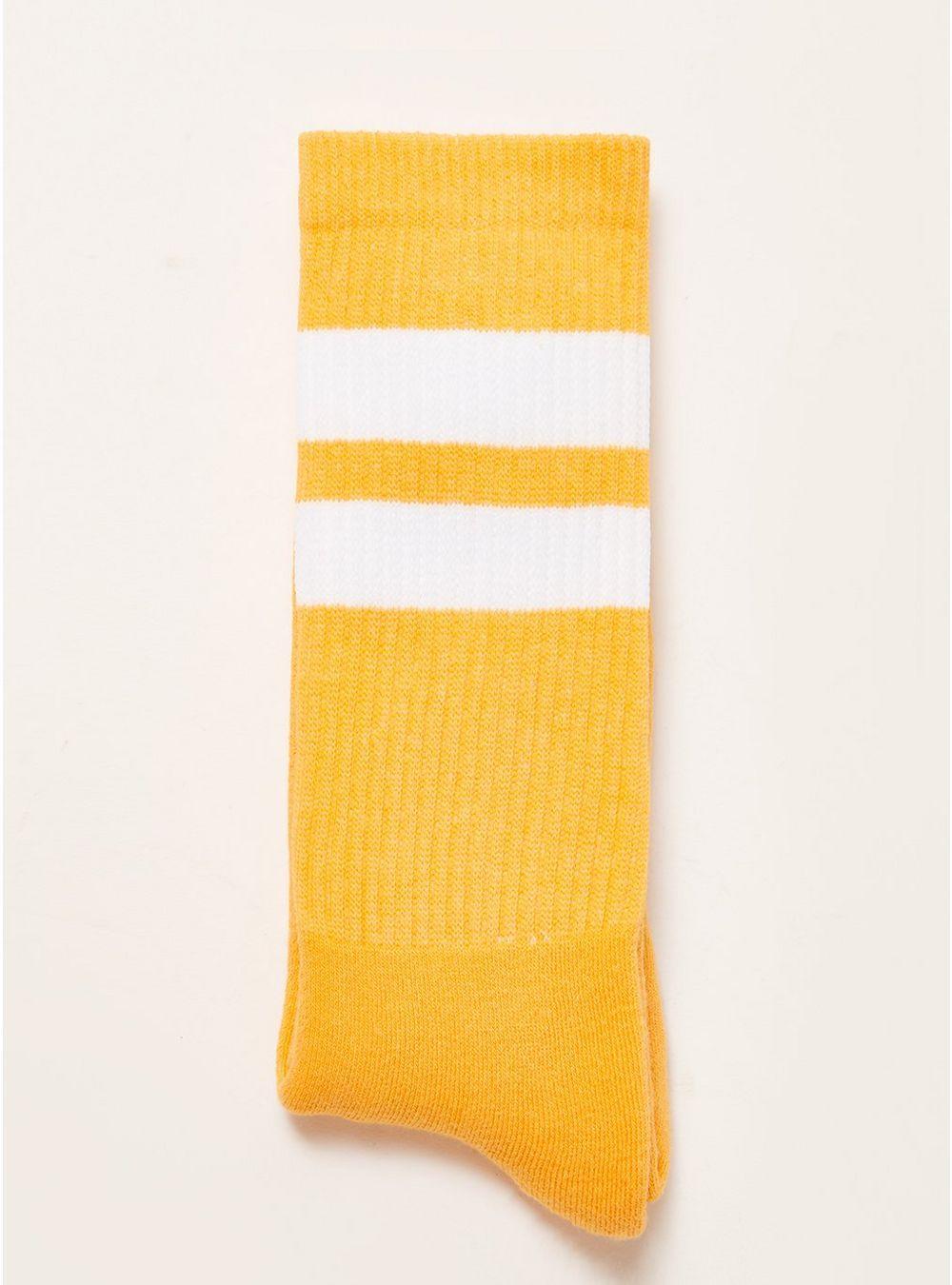 White Stripes with Yellow Logo - Yellow With White Stripe Socks - TOPMAN USA
