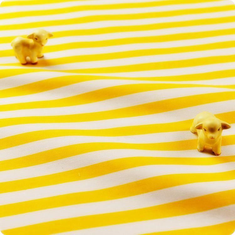 White Stripes with Yellow Logo - UK Fabric Store Yellow Stripe Basic Sewing Material – My Fabric House