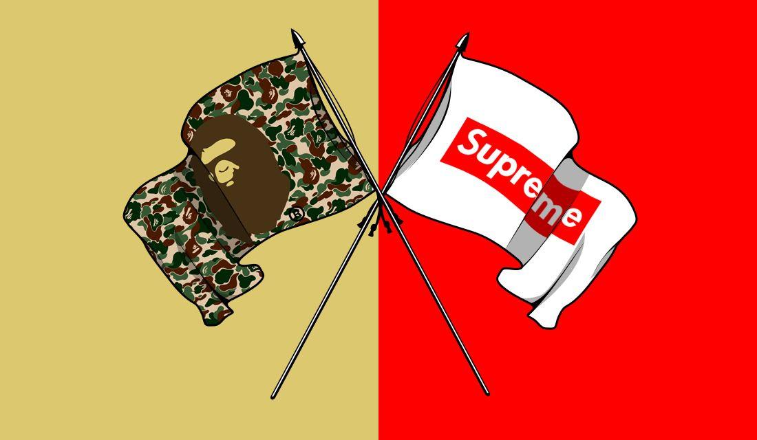 BAPE Supreme Red Logo - Streetwear Battle Between Wearers of BAPE and Supreme Continues On ...