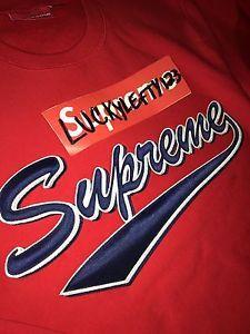 BAPE Supreme Red Logo - SUPREME RED SCRIPT LOGO SWEATSHIRT BAPE FOG BOX | eBay