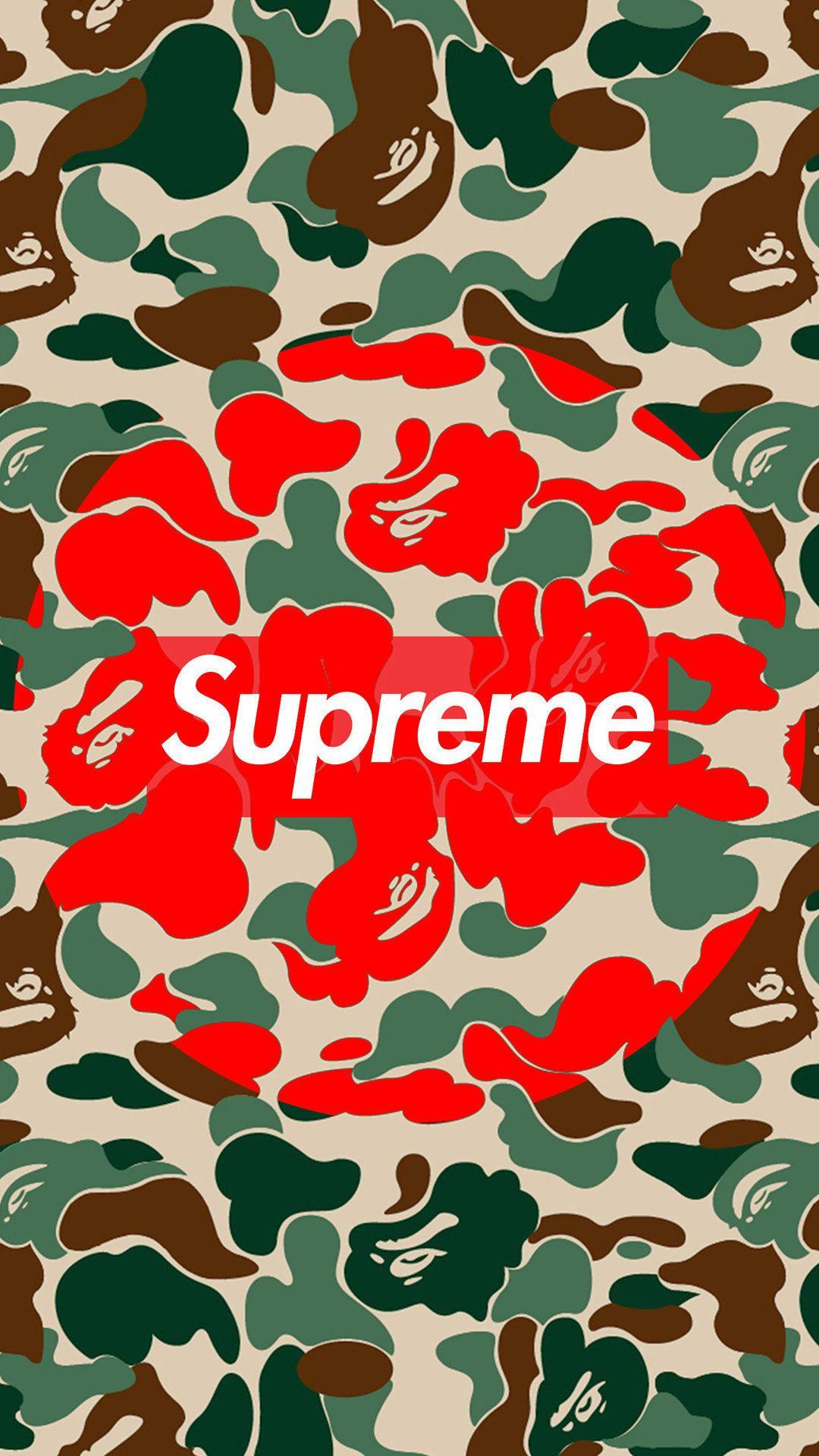 BAPE Supreme Red Logo - Supreme Wallpaper