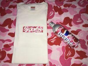 BAPE Supreme Red Logo - SUPREME X BAPE Pink ABC Camo Box Logo T Shirt WHITE L Large Japan A
