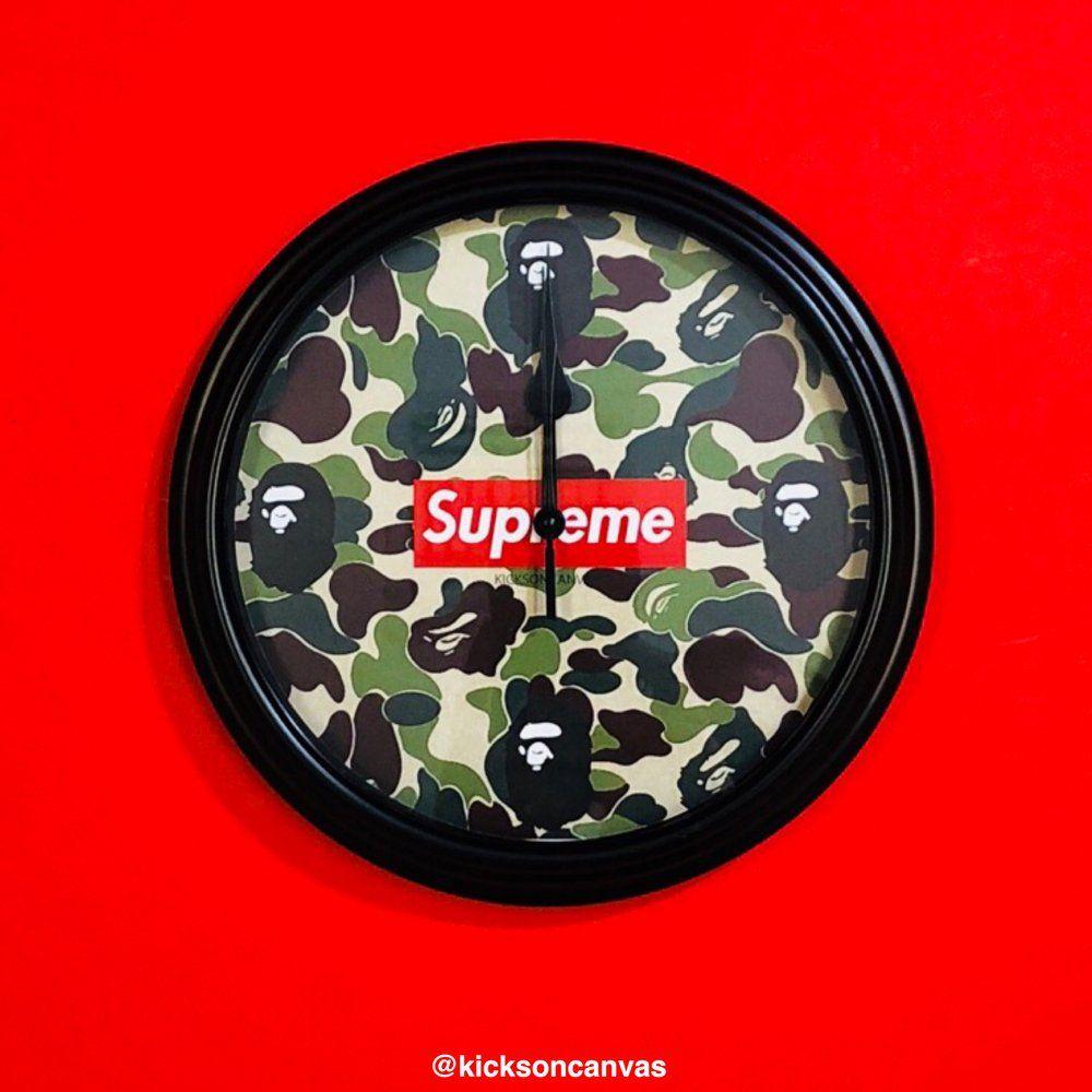 BAPE Supreme Red Logo - Bape/Supreme Box Logo Clock / kicksoncanvas