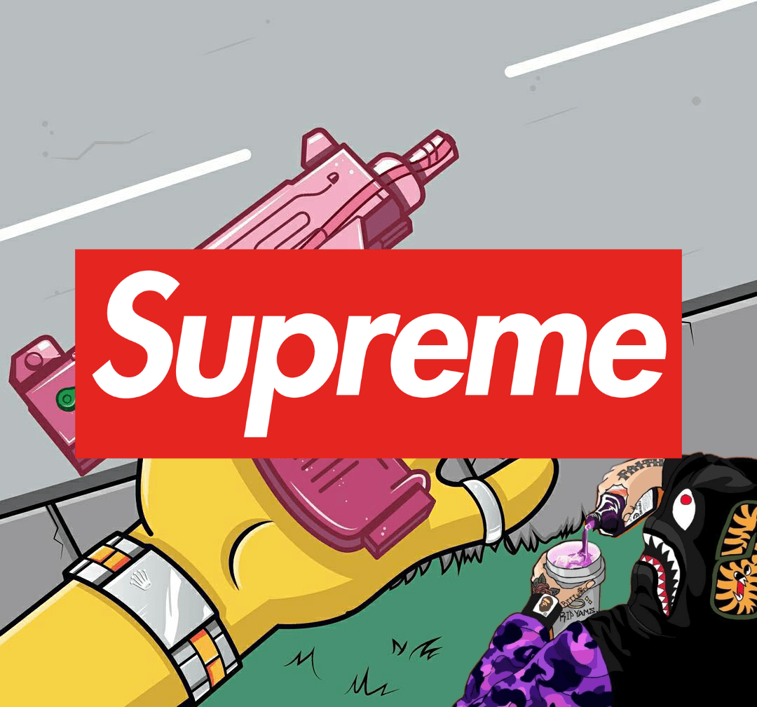 BAPE Supreme Red Logo - supreme hypebeast bape thesimpsons simpsons bart gun