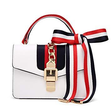 Slanted Square White with Red Cross Logo - Amazon.com: Women Bag Fashion Handbag Single Shoulder Slant Chain ...