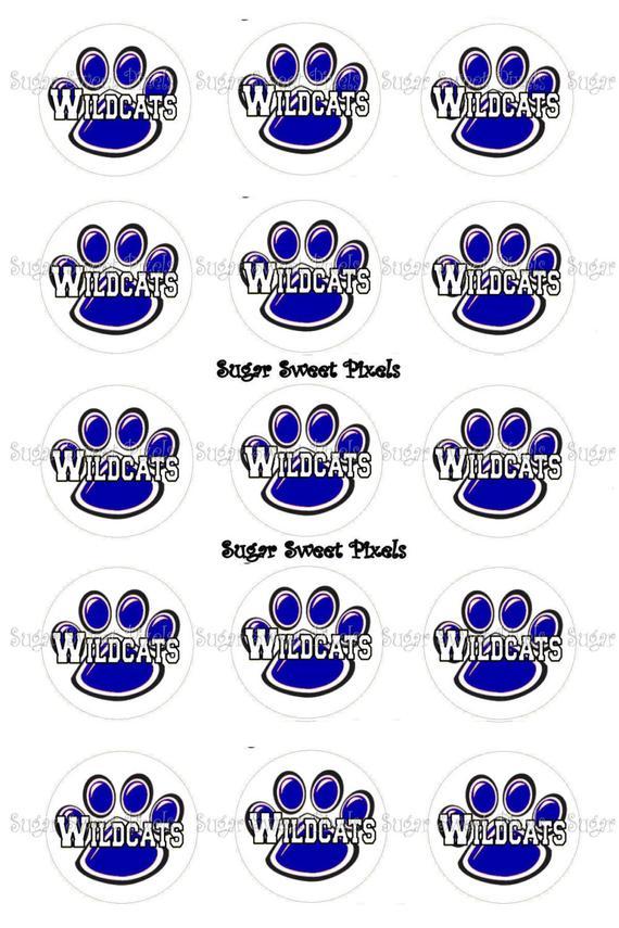 Blue Wildcat Paw Logo - INSTANT DOWNLOAD Blue Wildcats Paw Print 1 inch Circle