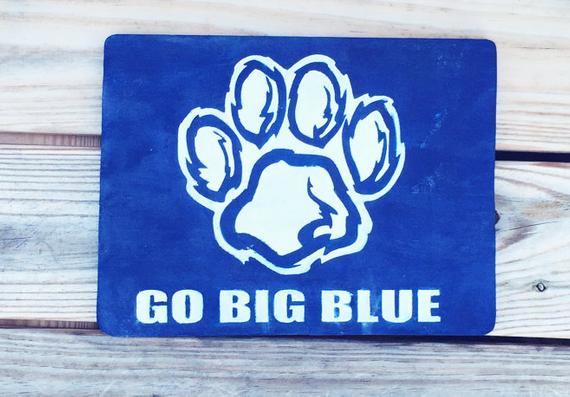 Blue Wildcat Paw Logo - Kentucky Wildcats Wood Sign Go Big Blue Wildcat Paw Engraved & | Etsy