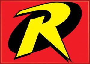 Red Yellow R Logo - DC Comics Batman, Robin's R Yellow and Red Logo Refrigerator Magnet