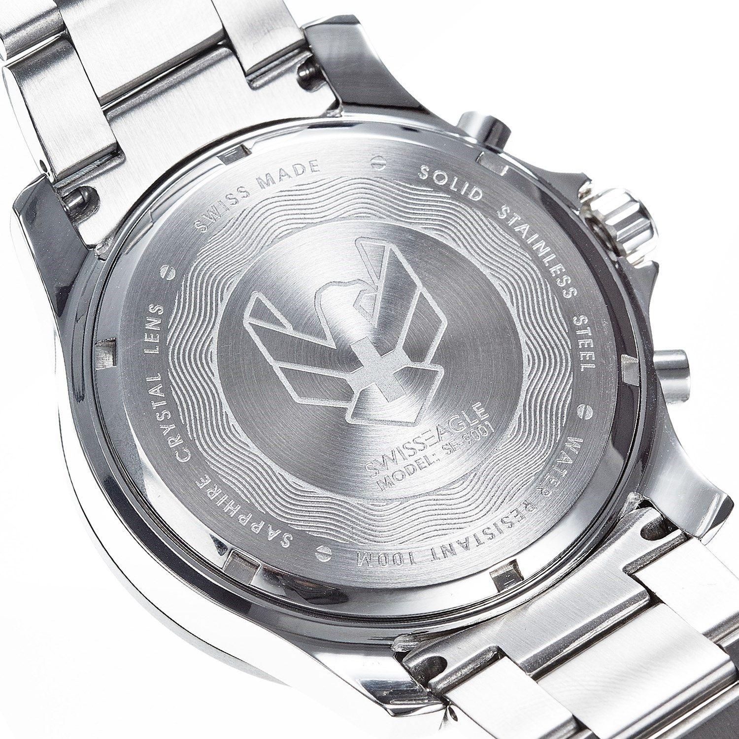 Swiss Eagle Logo - Swiss Eagle SEA BRIDGE SE-9001-22 Men's Stainless Steel Solid ...