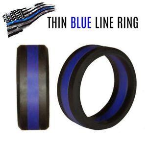 Thin Blue Ring Logo - THIN BLUE LINE - Silicone Wedding Ring for Police Sheriff Rubber ...