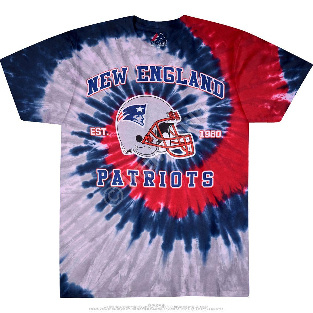Liquid Blue and Red Logo - NFL New England Patriots Spiral Tie-Dye T-Shirt Tee Liquid Blue