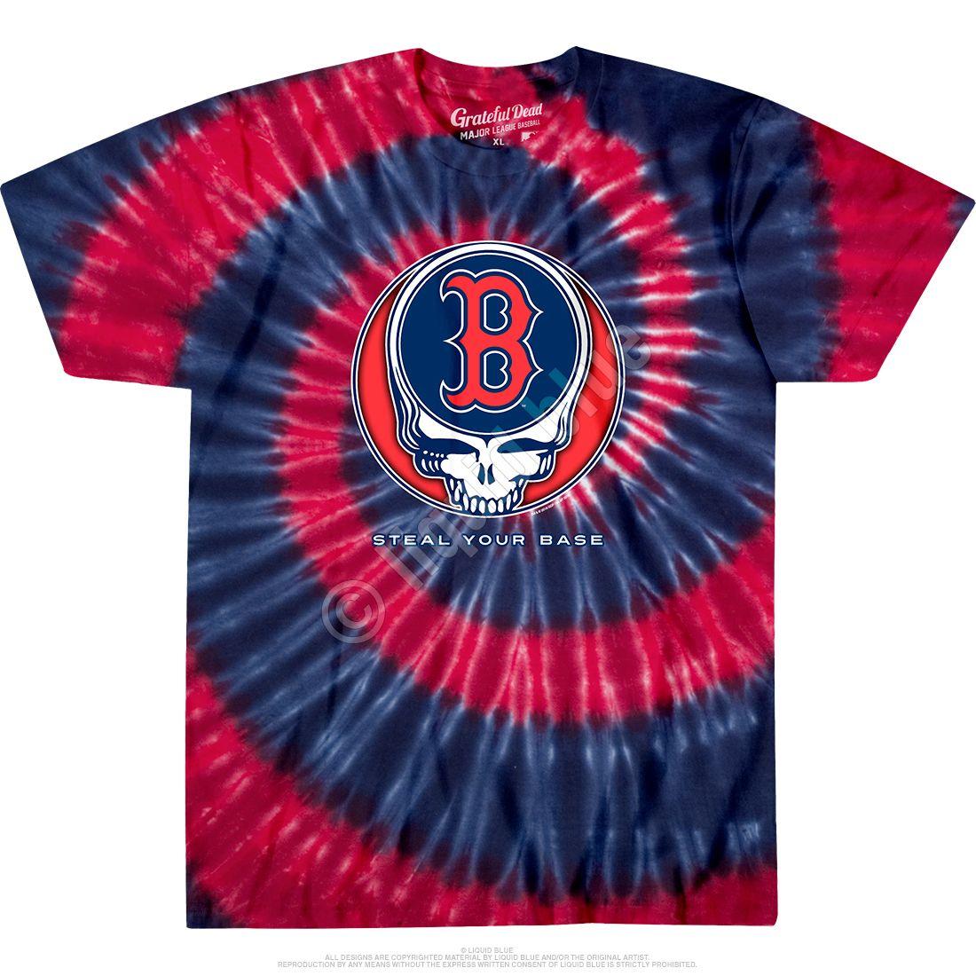 Liquid Blue and Red Logo - MLB Boston Red Sox GD Steal Your Base Tie Dye T Shirt Tee Liquid Blue