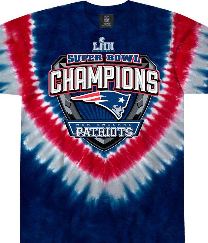 Liquid Blue and Red Logo - NFL New England Patriots Super Bowl LIII Champions Tie Dye T Shirt