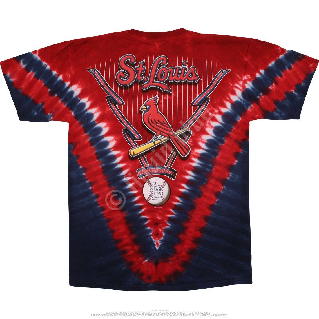 Liquid Blue and Red Logo - MLB St. Louis Cardinals V Tie-Dye T-Shirt Tee Liquid Blue
