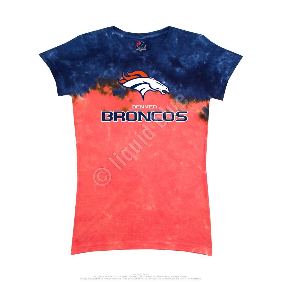 Liquid Blue and Red Logo - NFL Denver Broncos Banded Logo Tie-Dye Juniors Long Length T-Shirt ...