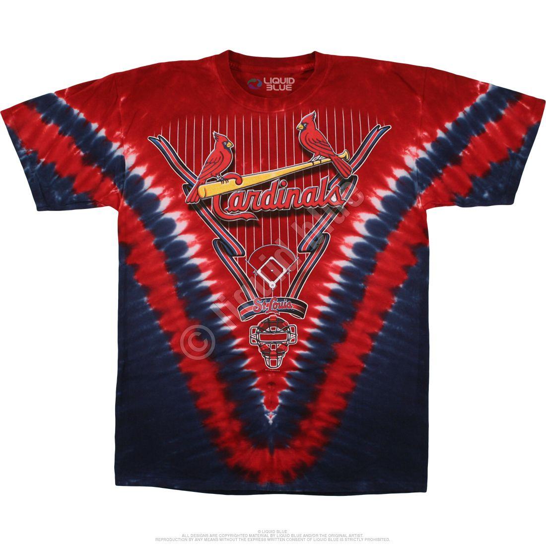 Liquid Blue and Red Logo - MLB St. Louis Cardinals V Tie-Dye T-Shirt Tee Liquid Blue