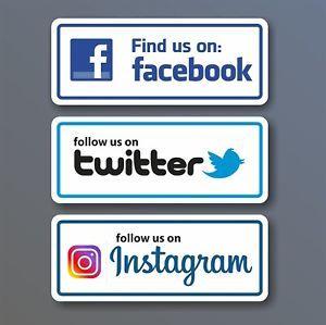 Like Us On Facebook and Instagram Logo - Find us on Facebook Twitter Instagram Sticker Shop Window Van Car