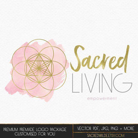 Geometry Logo - Gold Seed of Life Logo Sacred Geometry Logo Pink and Gold